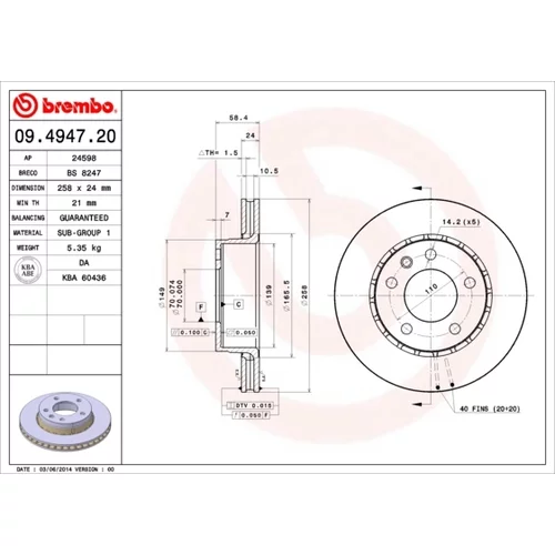 Brzdový kotúč BREMBO 09.4947.20