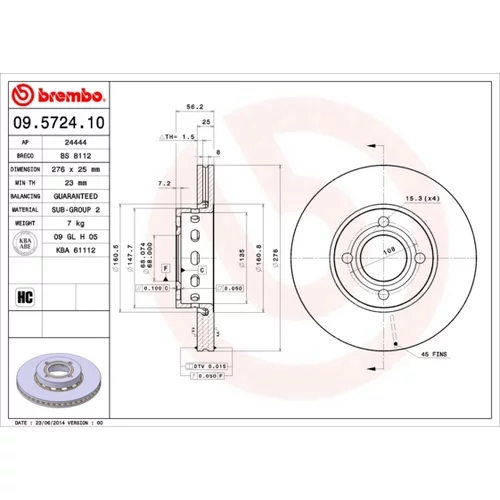 Brzdový kotúč BREMBO 09.5724.10