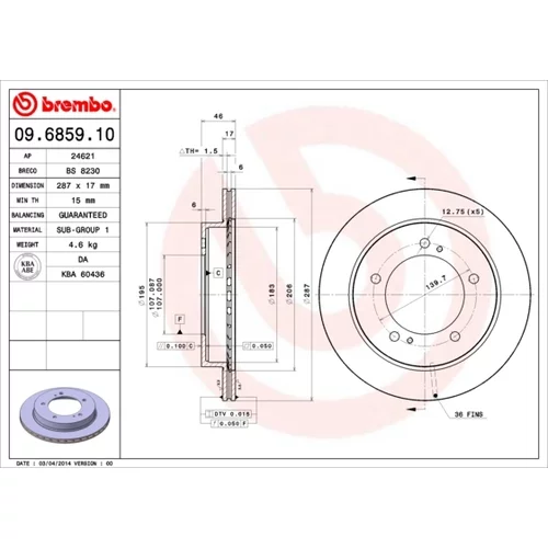 Brzdový kotúč BREMBO 09.6859.10