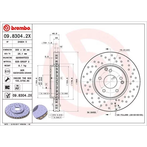 Brzdový kotúč 09.8304.2X /BREMBO/