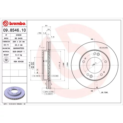 Brzdový kotúč BREMBO 09.8546.10