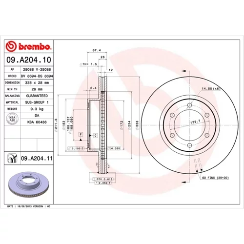 Brzdový kotúč BREMBO 09.A204.11