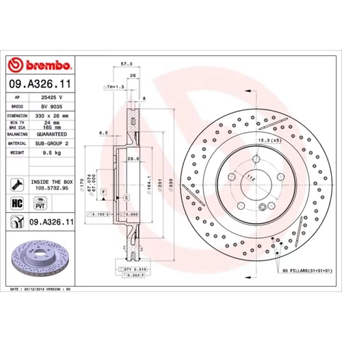 Brzdový kotúč BREMBO 09.A326.11