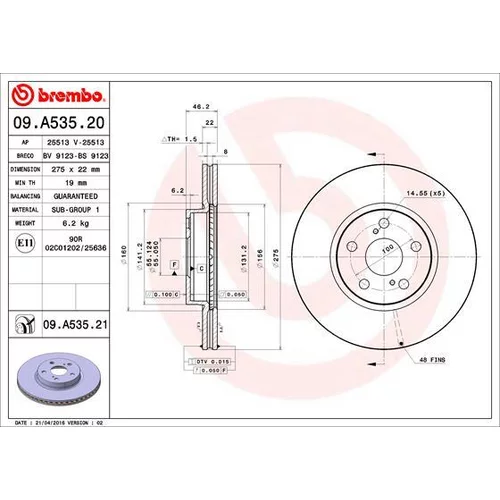 Brzdový kotúč BREMBO 09.A535.20