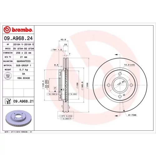 Brzdový kotúč 09.A968.21 /BREMBO/