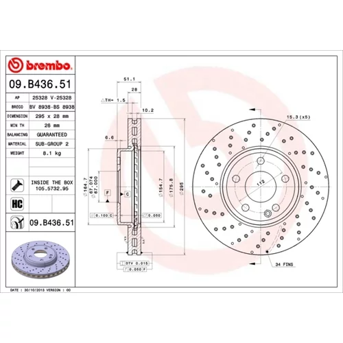 Brzdový kotúč BREMBO 09.B436.51