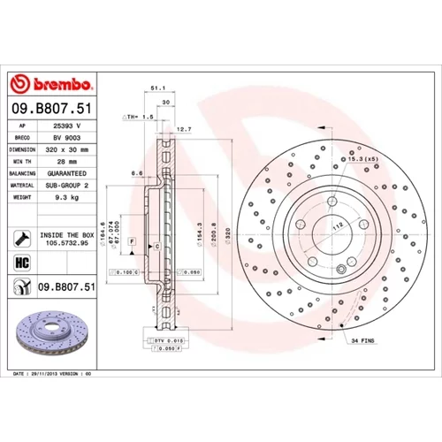 Brzdový kotúč BREMBO 09.B807.51