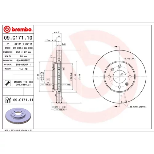 Brzdový kotúč BREMBO 09.C171.11