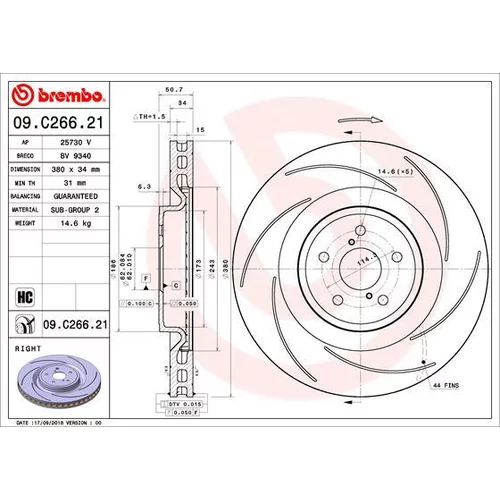 Brzdový kotúč BREMBO 09.C266.21