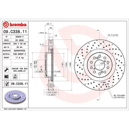 Brzdový kotúč BREMBO 09.C338.11