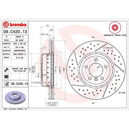 Brzdový kotúč BREMBO 09.C420.13