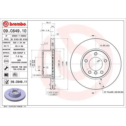 Brzdový kotúč BREMBO 09.C649.11