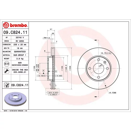 Brzdový kotúč BREMBO 09.C824.11