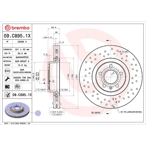 Brzdový kotúč BREMBO 09.C895.1X