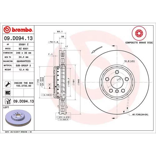 Brzdový kotúč BREMBO 09.D094.13