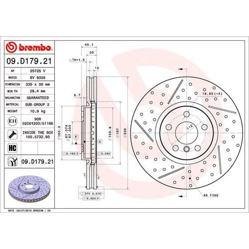 Brzdový kotúč BREMBO 09.D179.21