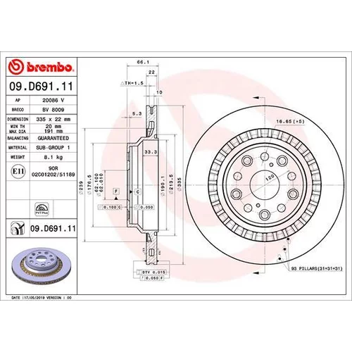 Brzdový kotúč BREMBO 09.D691.11