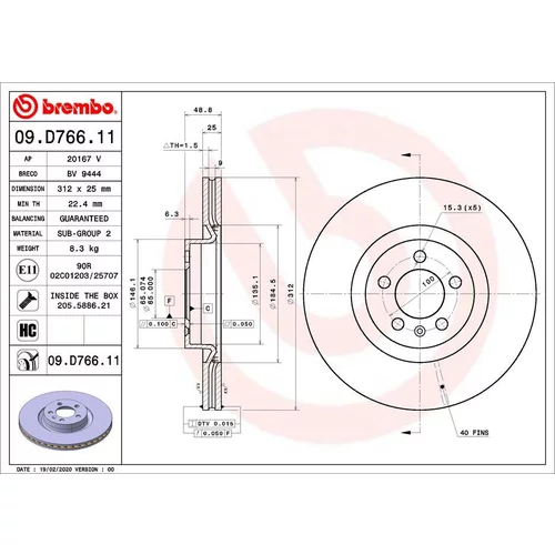 Brzdový kotúč BREMBO 09.D766.11