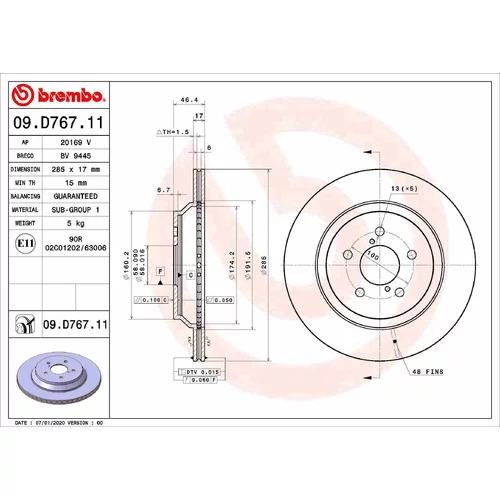 Brzdový kotúč BREMBO 09.D767.11