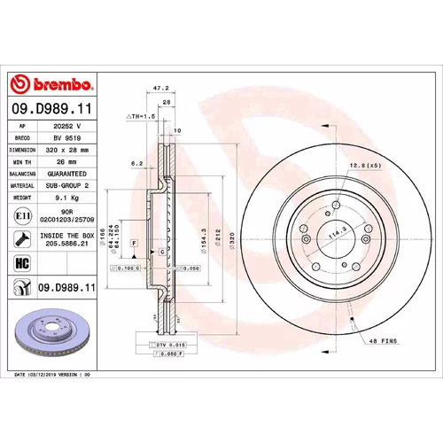 Brzdový kotúč BREMBO 09.D989.11