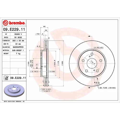 Brzdový kotúč BREMBO 09.E229.11