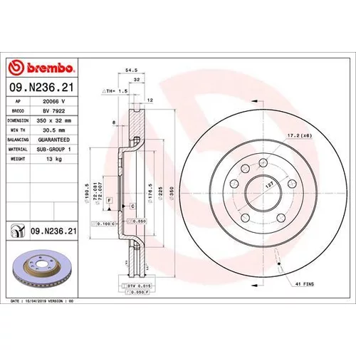 Brzdový kotúč 09.N236.21 /BREMBO/