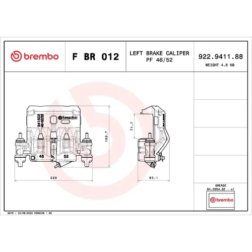 Brzdový strmeň BREMBO F BR 012 - obr. 1