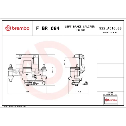 Brzdový strmeň BREMBO F BR 084 - obr. 1