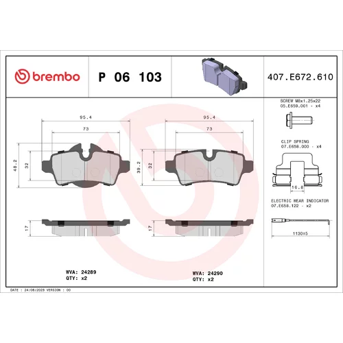 Sada brzdových platničiek kotúčovej brzdy P 06 103 /BREMBO/