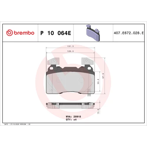 Sada brzdových platničiek kotúčovej brzdy BREMBO P 10 064E