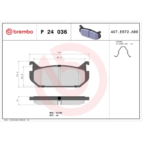 Sada brzdových platničiek kotúčovej brzdy BREMBO P 24 036