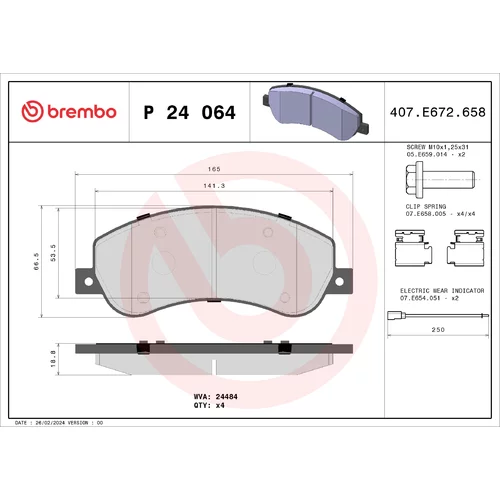 Sada brzdových platničiek kotúčovej brzdy BREMBO P 24 064