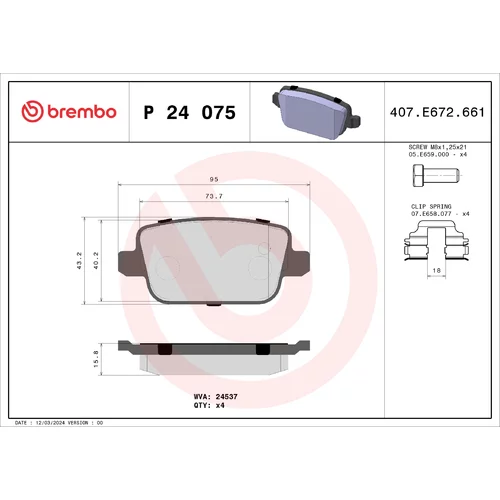 Sada brzdových platničiek kotúčovej brzdy BREMBO P 24 075