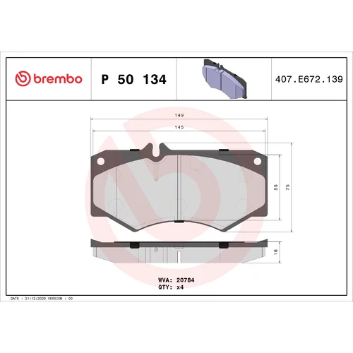 Sada brzdových platničiek kotúčovej brzdy BREMBO P 50 134