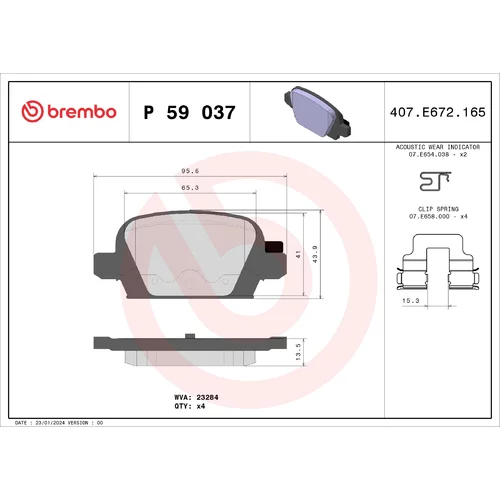 Sada brzdových platničiek kotúčovej brzdy BREMBO P 59 037