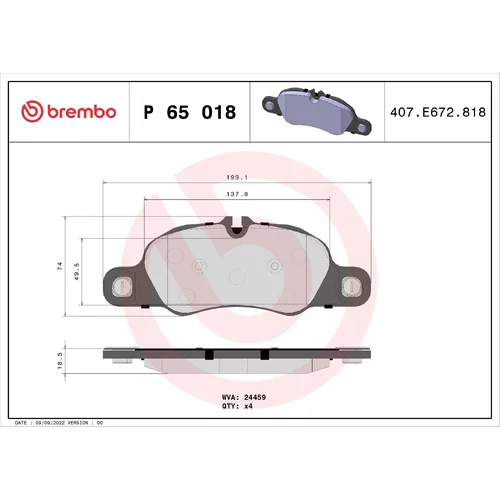 Sada brzdových platničiek kotúčovej brzdy BREMBO P 65 018