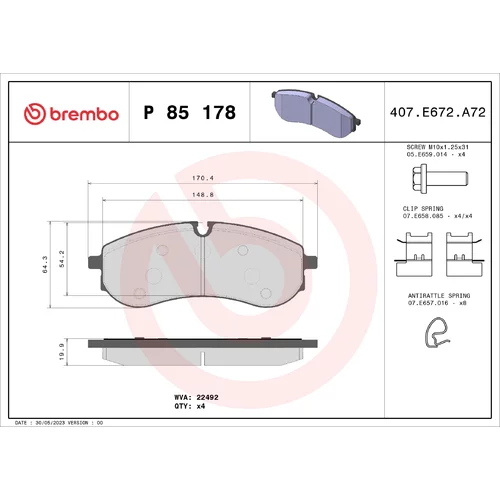 Sada brzdových platničiek kotúčovej brzdy BREMBO P 85 178