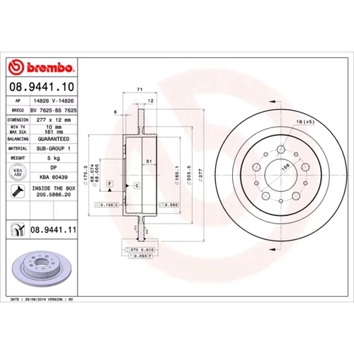 Brzdový kotúč BREMBO 08.9441.11