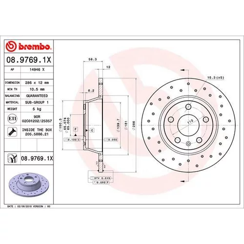 Brzdový kotúč BREMBO 08.9769.1X