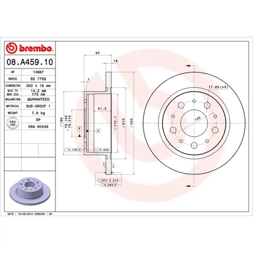 Brzdový kotúč BREMBO 08.A459.10