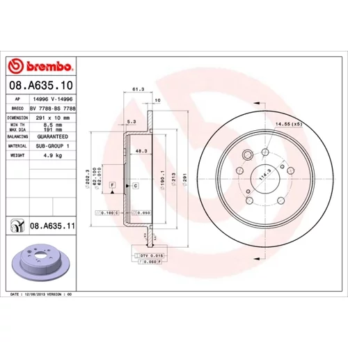 Brzdový kotúč BREMBO 08.A635.11