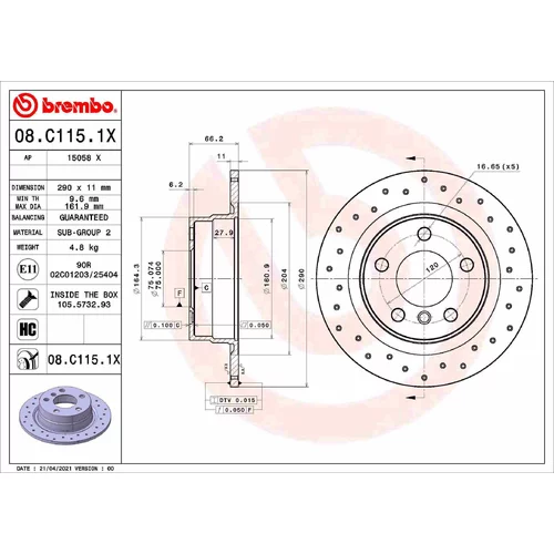 Brzdový kotúč 08.C115.1X /BREMBO/