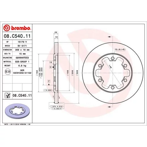 Brzdový kotúč BREMBO 08.C540.11