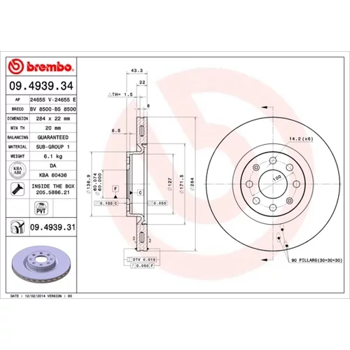 Brzdový kotúč BREMBO 09.4939.31