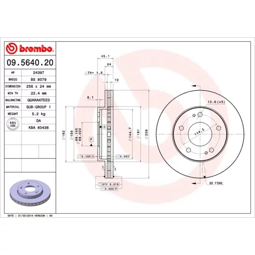 Brzdový kotúč BREMBO 09.5640.20