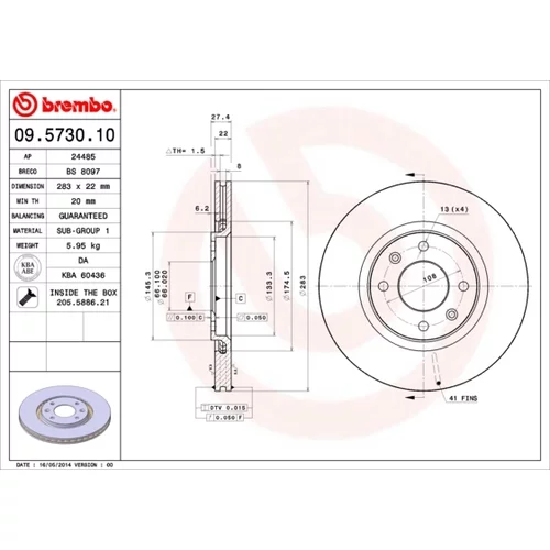 Brzdový kotúč BREMBO 09.5730.10