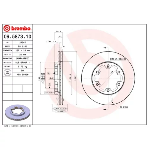 Brzdový kotúč BREMBO 09.5873.10