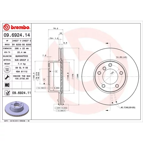 Brzdový kotúč BREMBO 09.6924.11