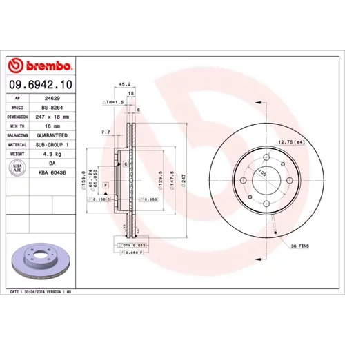 Brzdový kotúč BREMBO 09.6942.10