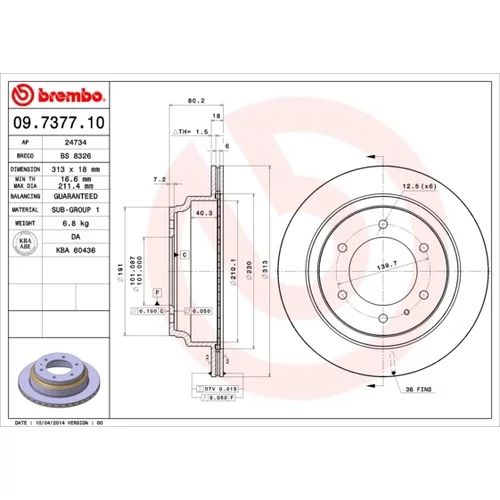 Brzdový kotúč BREMBO 09.7377.10